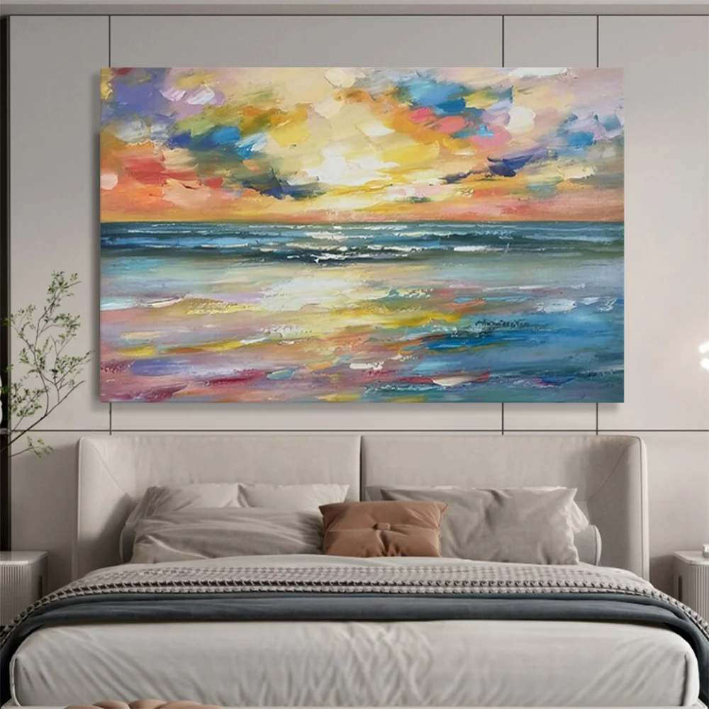 Beach Relaxing Sunset - handmade abstract art for office
